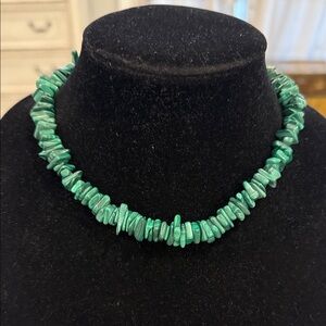 Vintage Green Malachite Beaded Choker Collar Statement Necklace